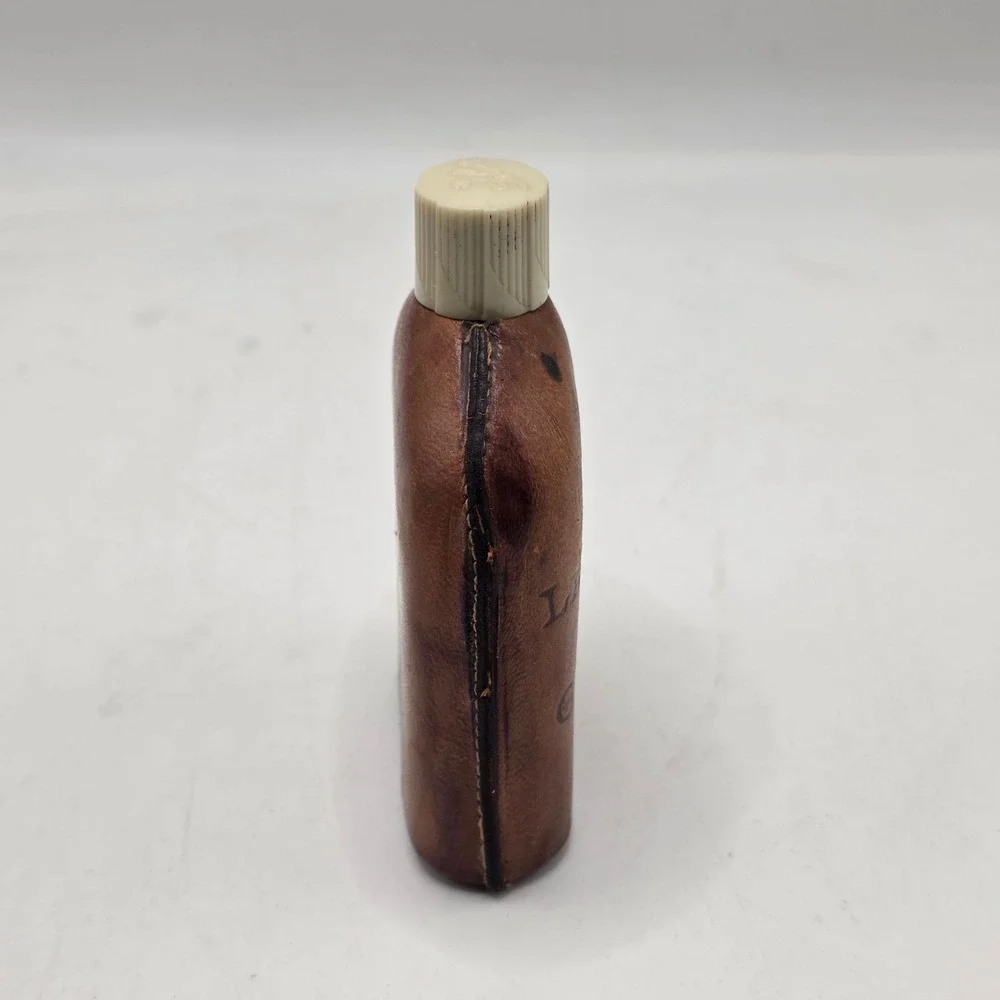 Vintage Leather Flask Brown Long Beach Cal Souvenir Pig Barware Kitsch